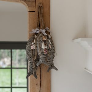 wicker fish, Showing small, medium and large sizes hanging together