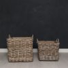 Large and small square baskets on wheels