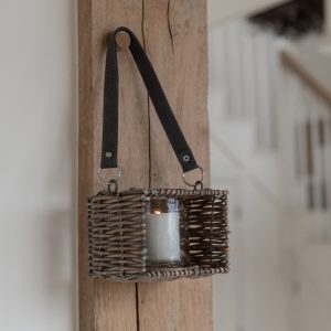 Large Glass Lantern for Candles - Wicker Candle Holder