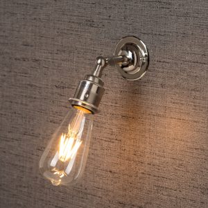 retro wall lights, vintage wall light, nickel wall light, clear pear bulb on