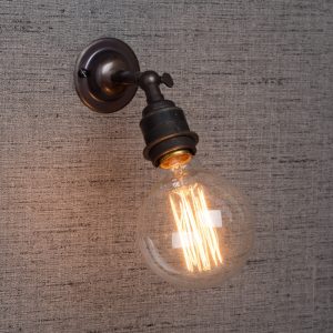vintage wall lights, squirrel cage bulb on