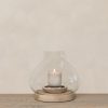 product image of large glass hurricane lamp