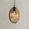 ribbed glass oval pendant light