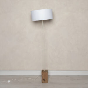 contemporary oak floor lamp, central hole in oak base