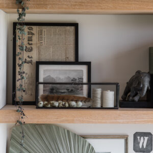 Lifestyle view of styled box on shelf
