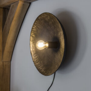 Modern Rustic Black Wall Light, small size, shown lit
