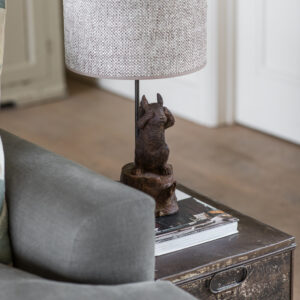 Close up view of lamp base