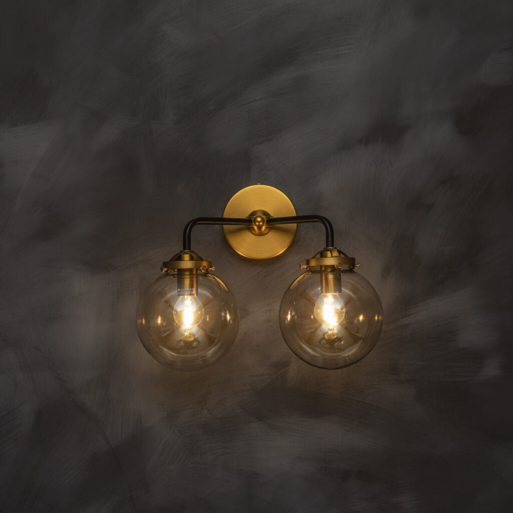 Art Deco Style Double Glass Dome Wall Light