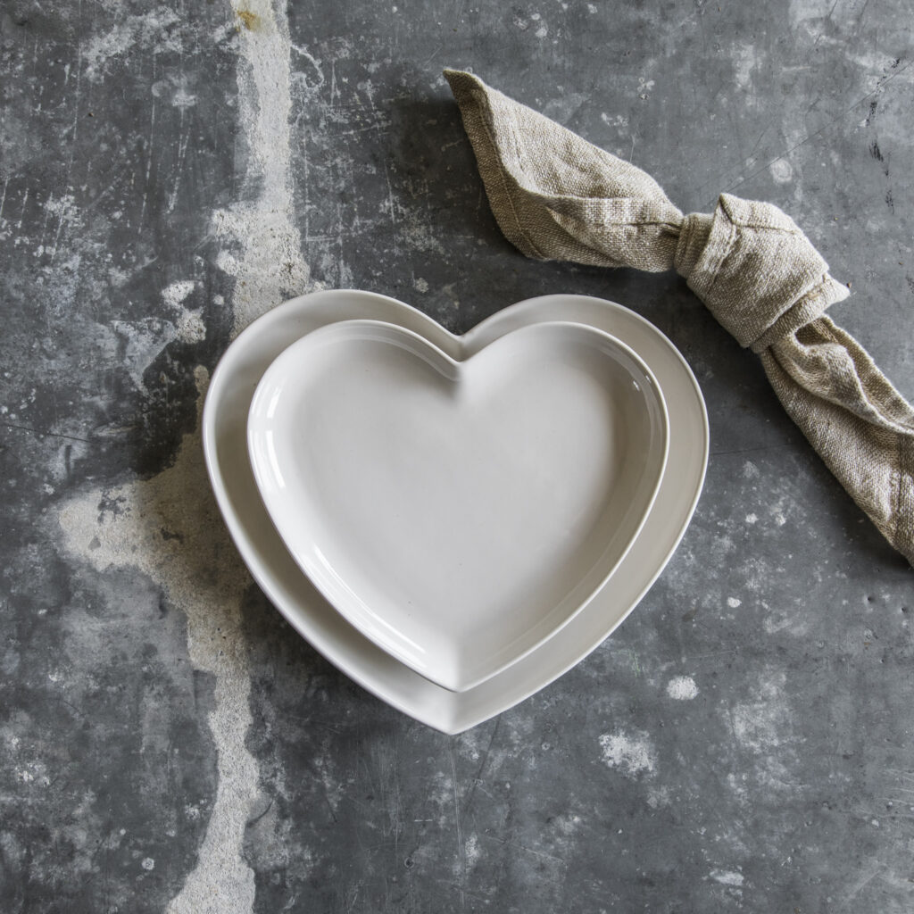 Heart Shaped Stoneware Plates